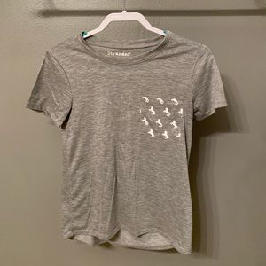 Grey Tee with Unicorn Pocket